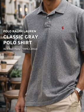 Polo Ralph Lauren Gray Polo Shirt XL Red Pony Classic Short Sleeve Cotton